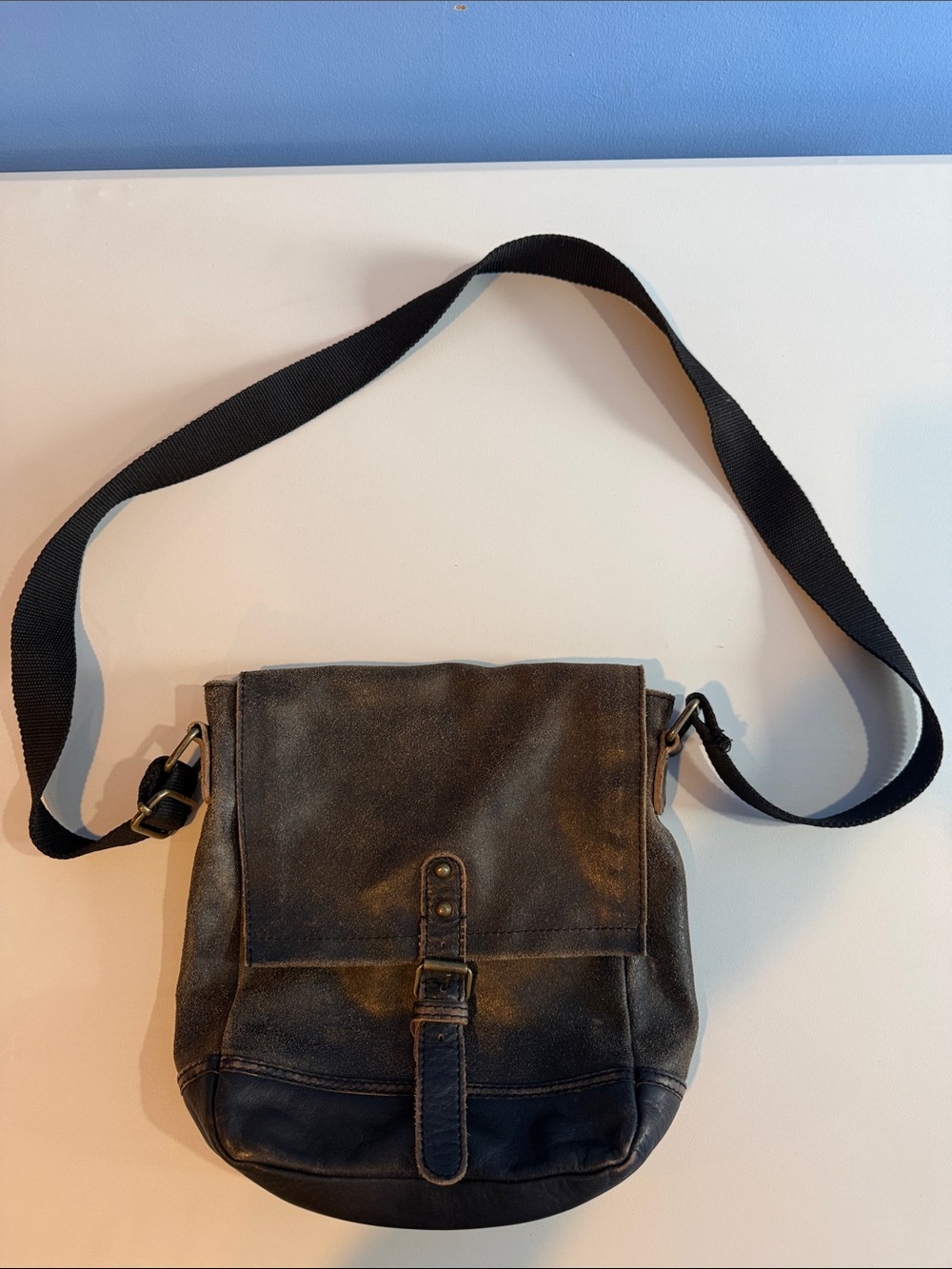 Wilsons Leather Vintage Brown and Black Men's Messenger Crossbody Bag